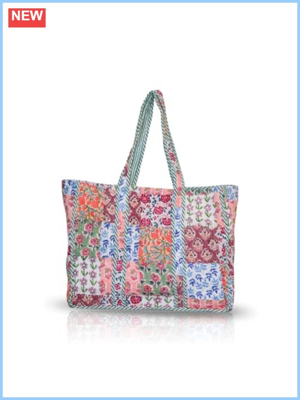 Quilted Cotton Tote Bag Floral Lightweight Shoulder Tote Daily Use